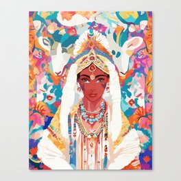 Her Highness, Royal Princess Royalty Queen, Boss Lady Brown Girl Boss, Bohemian Eclectic Heir Empower Portrait Canvas Print