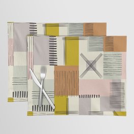 Abstract Collage Art Stripes Pastel Colors Placemat