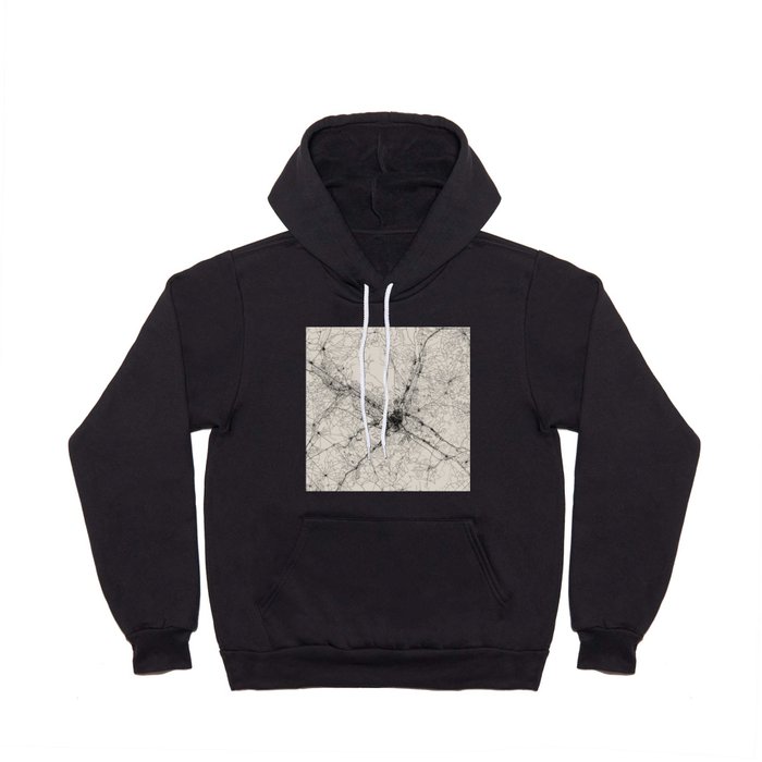 Zaragoza, Spain - Black & White City Map Drawing Hoody