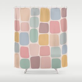 Minimal Blocks - Pastel Rainbow Shower Curtain