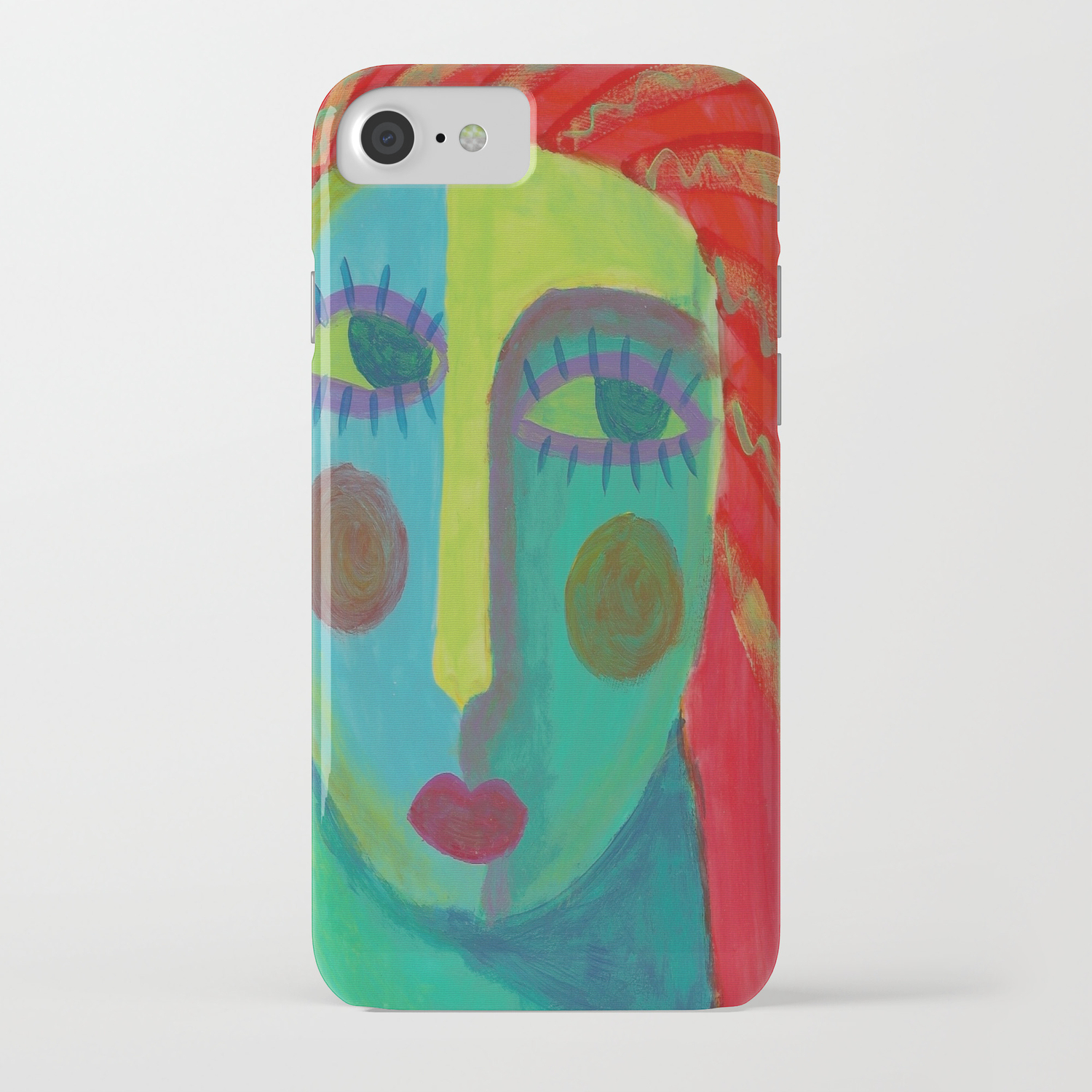 Colorful Abstract Face Original Acrylic Painting Iphone Case By