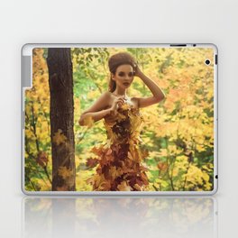 Autumn leaves; female wearing gown dress of leaves magical realism fantasy color portrait photograph / photograph  Laptop Skin