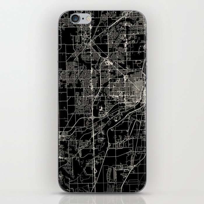 Joliet, USA - black and white city map iPhone Skin