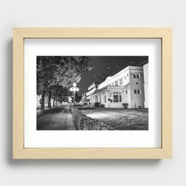 Lamar Bathhouse and Hot Springs Bathhouse Row at Dusk in Monochrome Recessed Framed Print