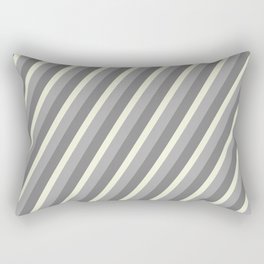 [ Thumbnail: Gray, Beige & Dark Grey Colored Lined/Striped Pattern Rectangular Pillow ]
