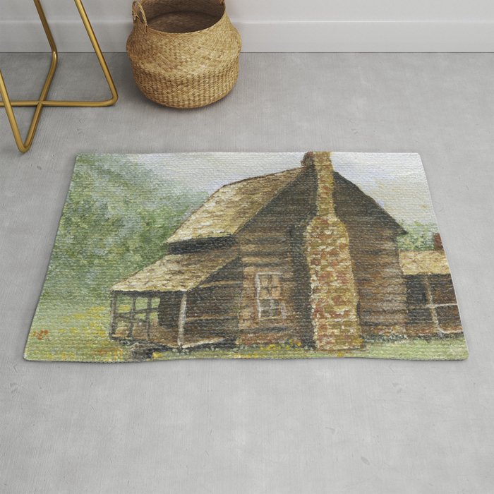 Log Cabin In Smokies Rug By Edithjacksondesigns Society6