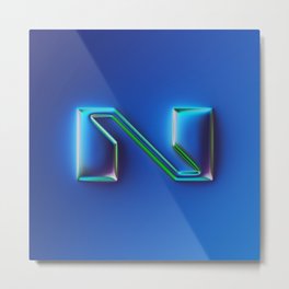 N - 36 days of type #07 Metal Print | Glow, Chrome, Graphicdesign, Shiny, Futuristic, Typography, Blue, 36Daysoftype, Digital, Typedesign 