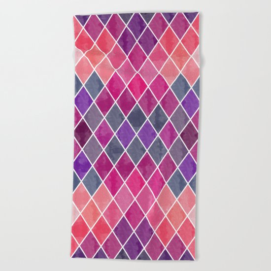 Watercolor Geometric Pattern Beach Towel