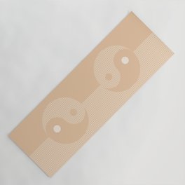 Geometric Lines Ying and Yang III in Beige Shades Yoga Mat