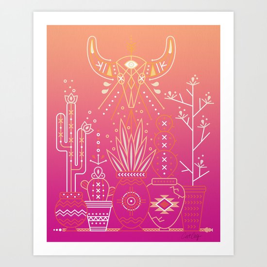 Santa Fe Garden – Pink Sunset Art Print