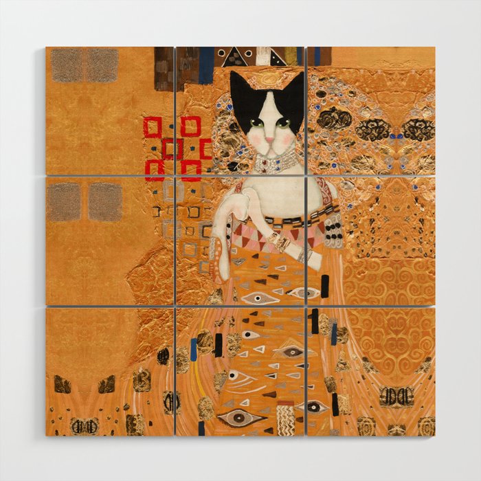 Cat in Gold Wood Wall Art