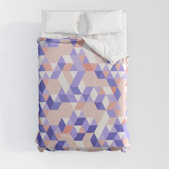 Optical Illusion in Very Peri and Peachy Duvet Cover
