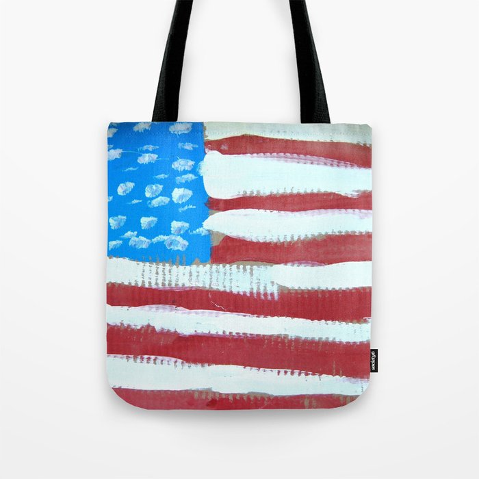 Oh America Naive Acrylic Painting In Red White And Blue By Tote Bag By Mepetersondesigns Society6