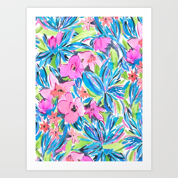 Flaunting Floral Aqua Art Print
