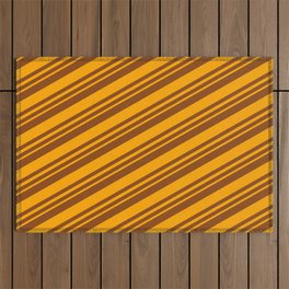 [ Thumbnail: Brown and Orange Colored Striped/Lined Pattern Outdoor Rug ]
