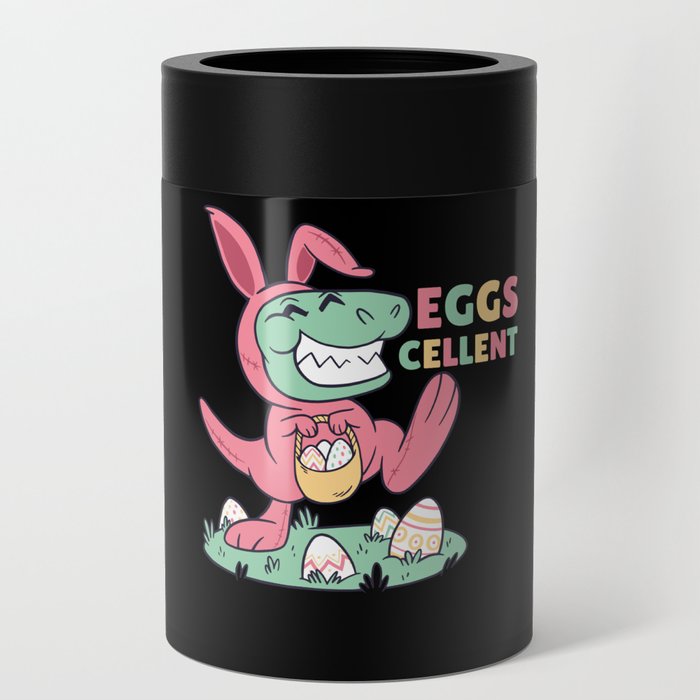 T-rex Easter Bunny Funny Pun Eggs Cellent Can Cooler