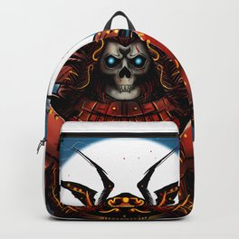 Skull Samurai Backpack | Black And White, Comic, Fantasy, Undead, Bones, Japan, Ronin, Death, Warrior, Painting 