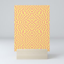 Orange yellow green checker symmetrical pattern Mini Art Print