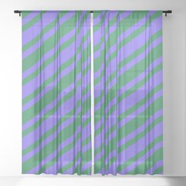 [ Thumbnail: Sea Green & Medium Slate Blue Colored Pattern of Stripes Sheer Curtain ]