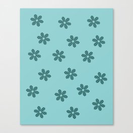 Checkered Flowers Pattern in Light Green & Green Canvas Print