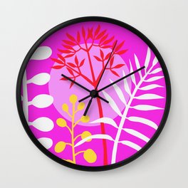 Ibiza flowers design magenta Wall Clock