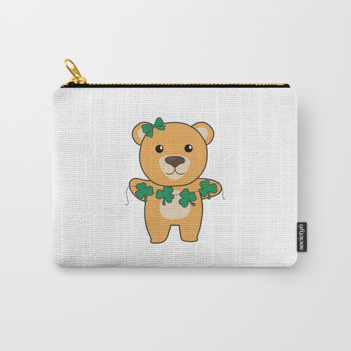 Bear With Shamrocks Cute Animals For Luck Carry-All Pouch