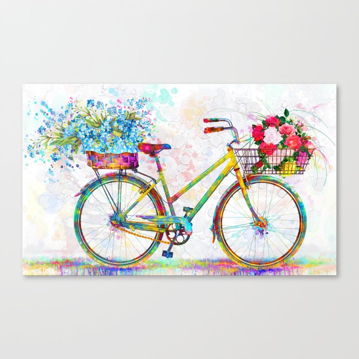 colorful vintage  bicycle design Canvas Print