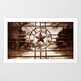 Texas Star Ranch Gate2 Art Print