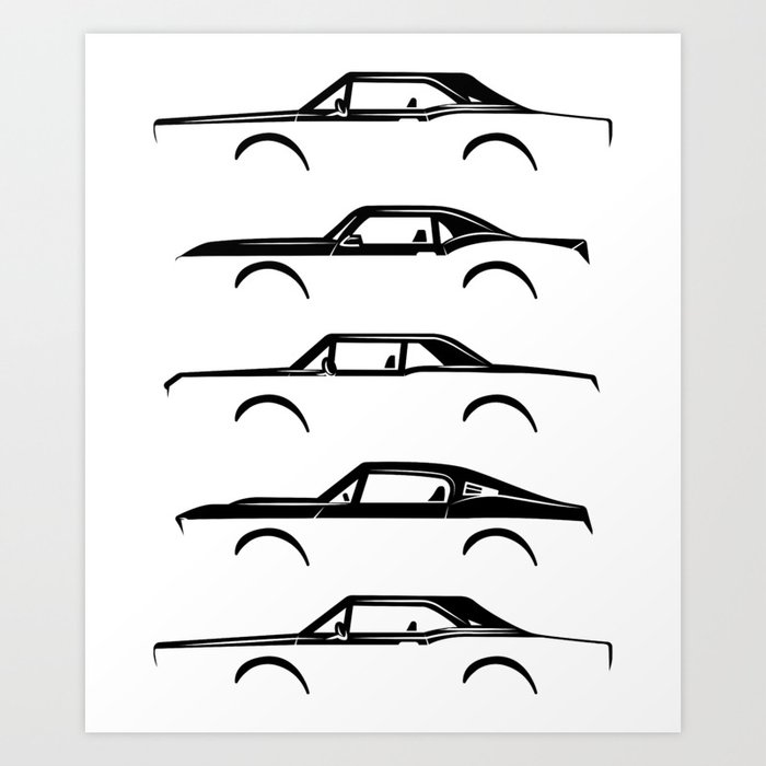 Old School Retro Classic Car Side Muscle Car Gifts For Car Lovers Art Print  by TheCrownMerch