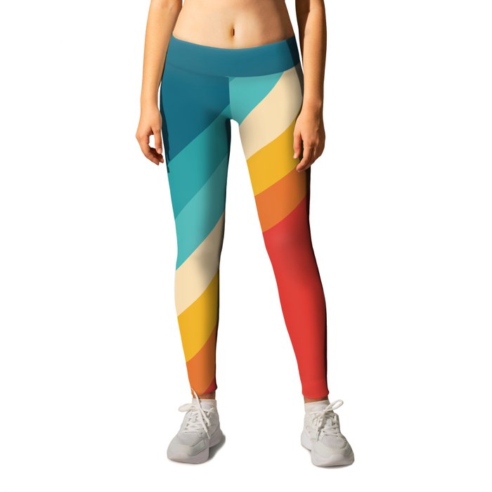 Classic 70s Vintage Style Retro Summer Vibes Stripes - Feruda Leggings