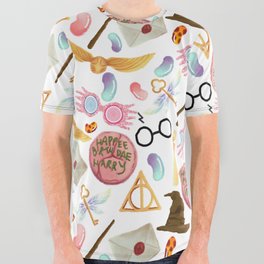 Harry Pattern  All Over Graphic Tee | Spell, Digital, Pop Art, Colored Pencil, Witches, Pattern, Graphite, Witchcraft, Potter, Wizard 