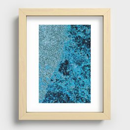 Silver Glitter On Turquoise Background Recessed Framed Print