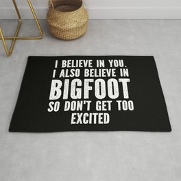 I Believe In Bigfoot Funny Area & Throw Rug