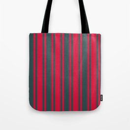 [ Thumbnail: Dark Slate Gray & Crimson Colored Striped/Lined Pattern Tote Bag ]