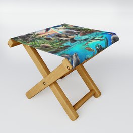 Underwater Jungle Animal Animals Scene Folding Stool