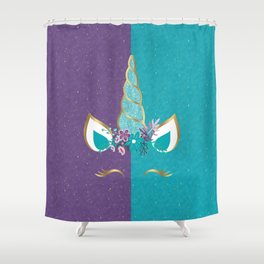 Purple Teal Gold Unicorn Shower Curtain