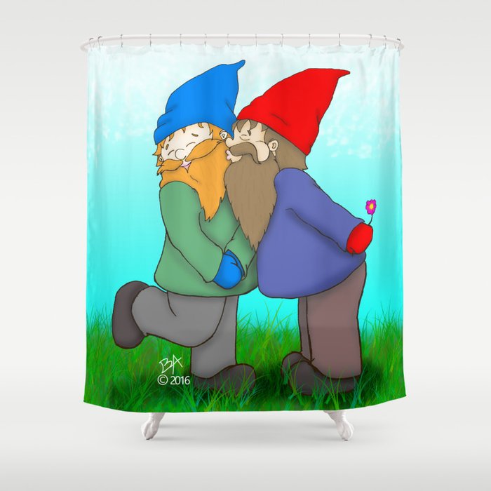 Gnomes In Love Shower Curtain