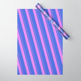 [ Thumbnail: Violet and Royal Blue Colored Lines Pattern Wrapping Paper ]