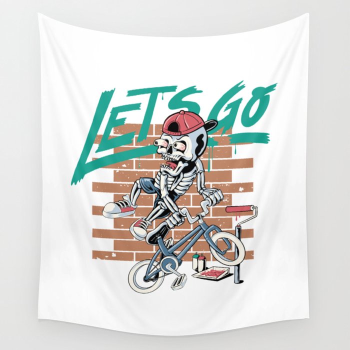 Lets Go Cycling Wall Tapestry