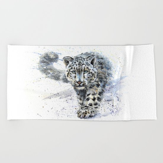 snow leopard Beach Towel