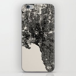 Melbourne - Australia - City Map Black and White iPhone Skin