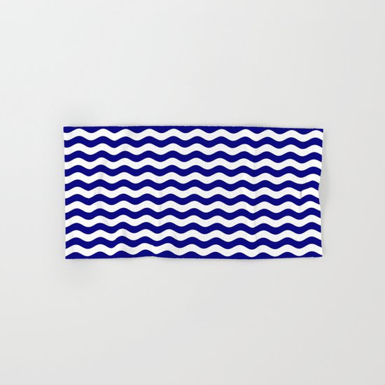 Wavy Stripes (Navy Blue/White) Hand & Bath Towel
