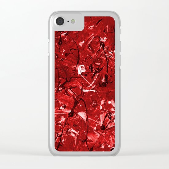 Abstract #446 Red Chaos Clear iPhone Case