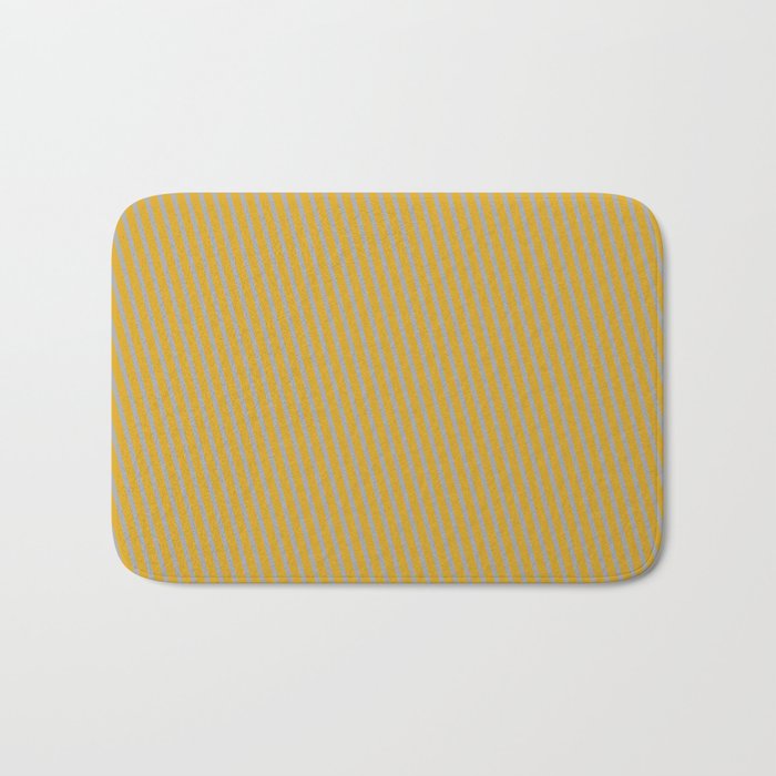 Dark Gray and Goldenrod Colored Lined/Striped Pattern Bath Mat