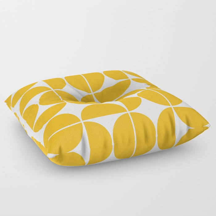 Mid Century Modern Geometric 04 Yellow Floor Pillow