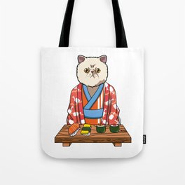 Kawaii Japanese Exotic Shorthair Cat Kimono Sushi Tote Bag