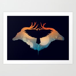 Night sky over savanna Art Print