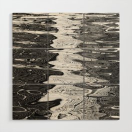 Black and White Abstract Ocean Reflections Wood Wall Art