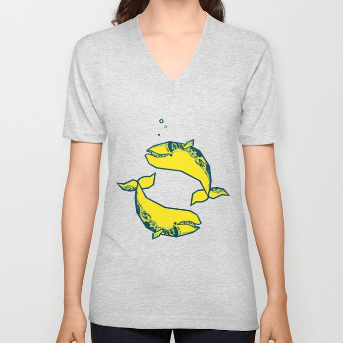 yellow whales V Neck T Shirt