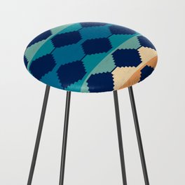 70s Colored Ethnic Pattern Counter Stool